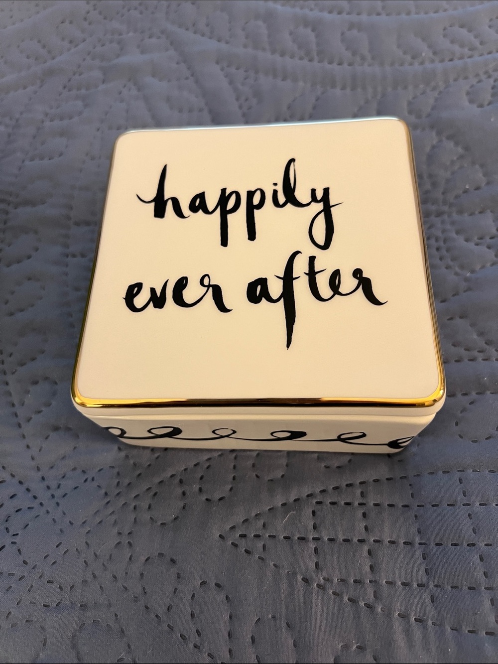 kate spade 'Happily Ever After' Ceramic Trinket Box - White and Gold